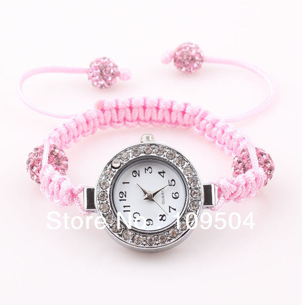 2013 NEW Children Shamballa Watch Baby Crystal Disco Ball Bracelet Wrist Watches For Kids Free Shipping ZW2