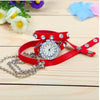 Fashion Retro Leather Necklace bracelet watch leather Diamond watch Lady girl women's quartz wrist watches 6 colors