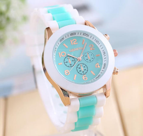 TOP Fashion men and women watches Geneva silicone unisex silicone ice cream colour matching candy jelly quartz watch a801