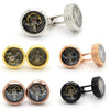 Mens Watch Movement Tourbillon Cufflinks Movable Stainless Steel with Carbon Fiber