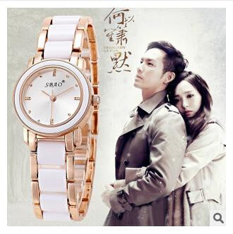 Wholesale-woman watches 2015 brand luxury lady bracelet watch female models couple women authentic vintage white ceramic watch for women