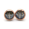 Mens Watch Movement Tourbillon Cufflinks Movable Stainless Steel with Carbon Fiber