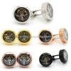 Mens Watch Movement Tourbillon Cufflinks Movable Stainless Steel with Carbon Fiber